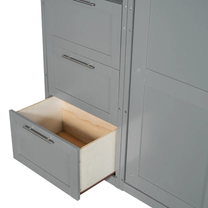 Murphy Bed with Closet, Drawers, Shelves, 120" L x 20" W x 88.5" H, Grey Bed Frames at Gallery Canada