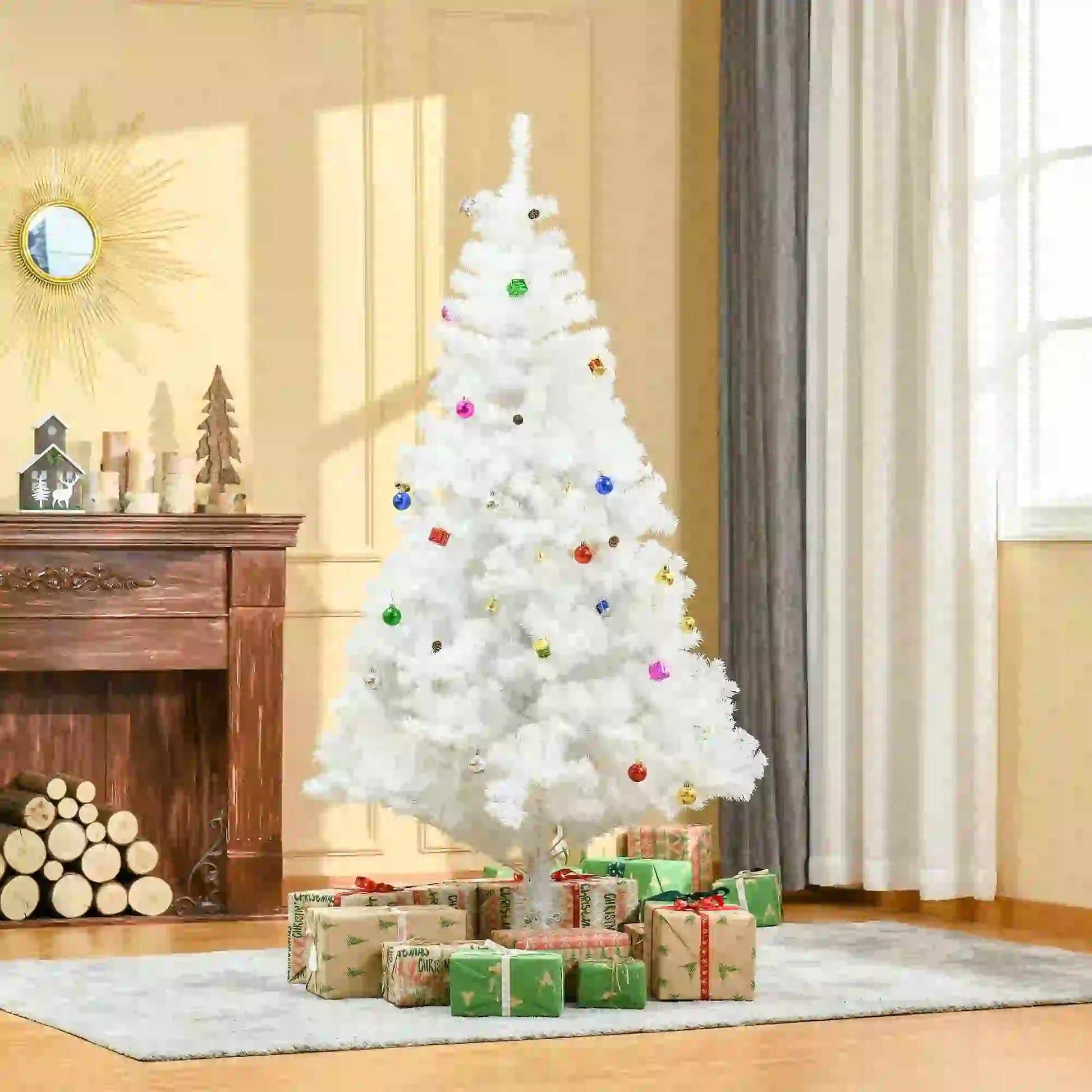 5.9ft Artificial Christmas Tree, Holiday Decor, White White Christmas Trees at Gallery Canada