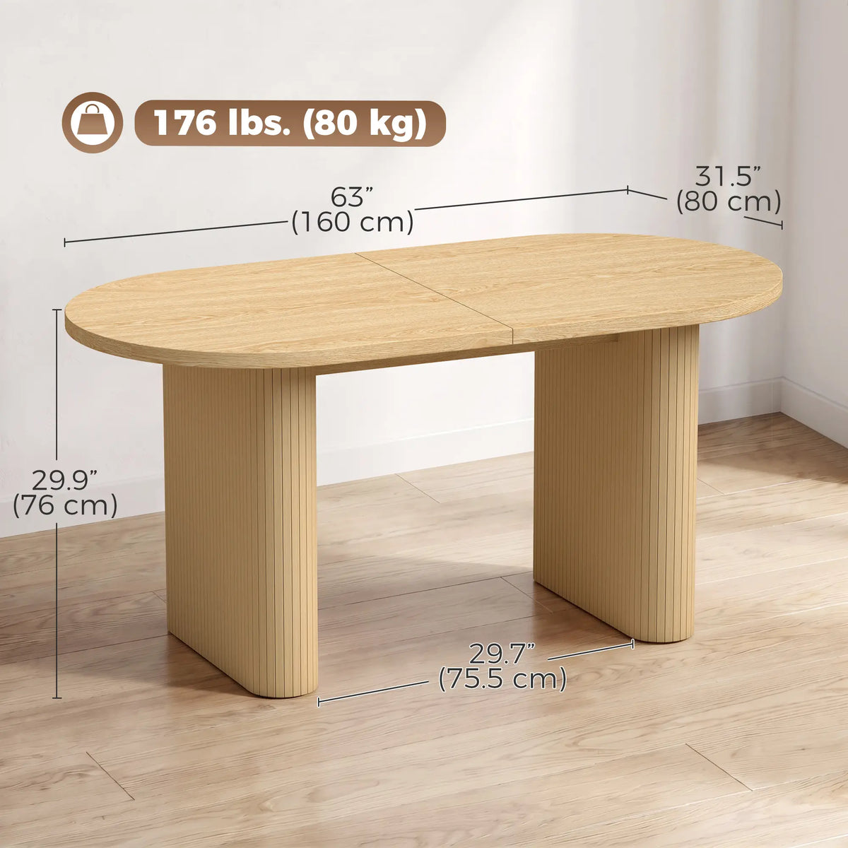 Farmhouse Dining Table Curved Top Kitchen Table Oak Wood Grain, Oak Dining Tables at Gallery Canada