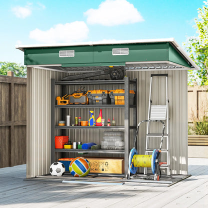 7'x 4' Metal Patio Storage Shed, Garden Tool Utility Unit, Green Sheds at Gallery Canada