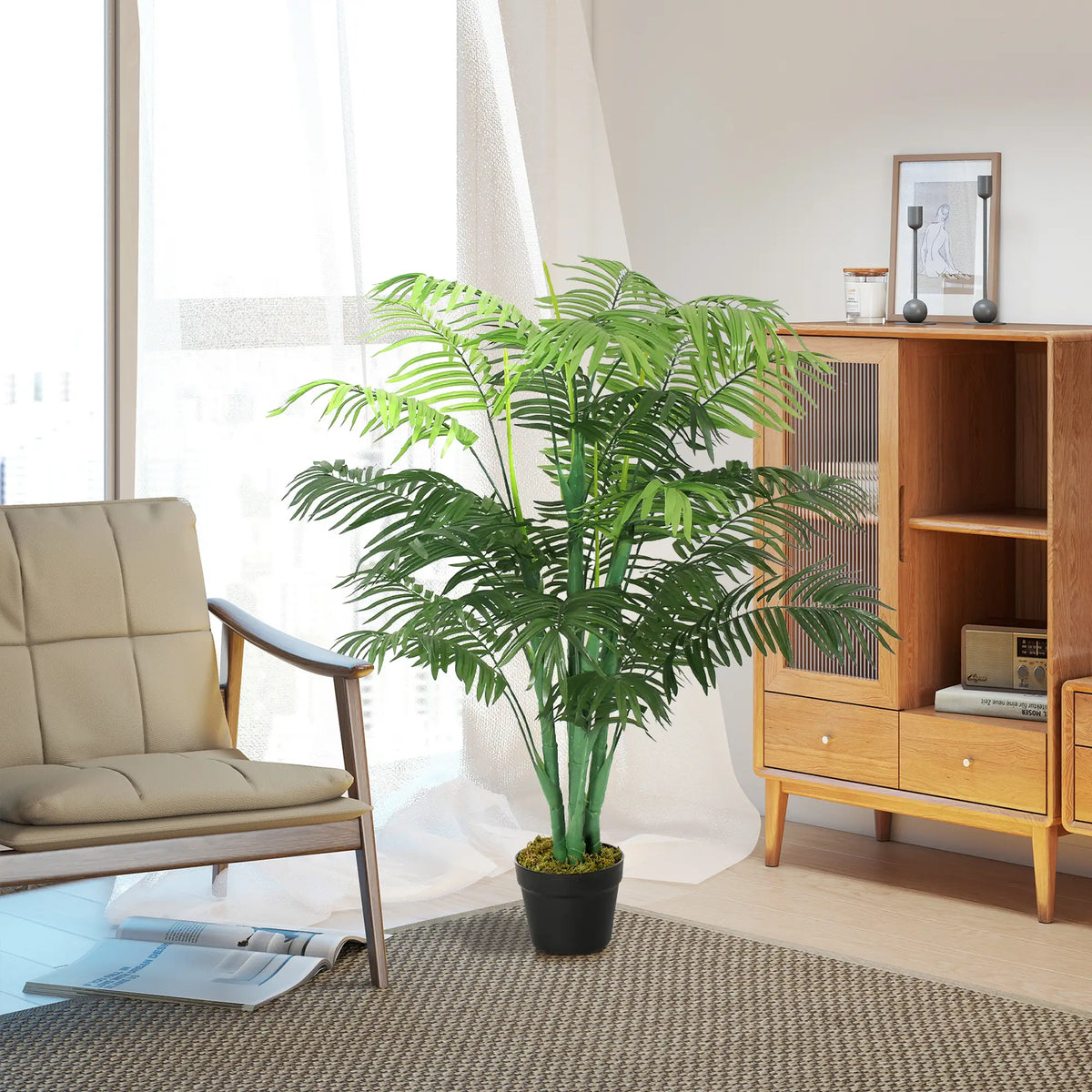 4FT Artificial Palm Tree, Fake Tropical Plant, Green Artificial Trees at Gallery Canada