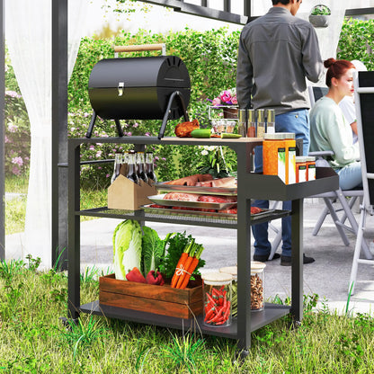 3-Tier Outdoor Grill Cart, Pizza Oven Stand, Storage Rack, 4 Wheels Outdoor Grill Carts at Gallery Canada