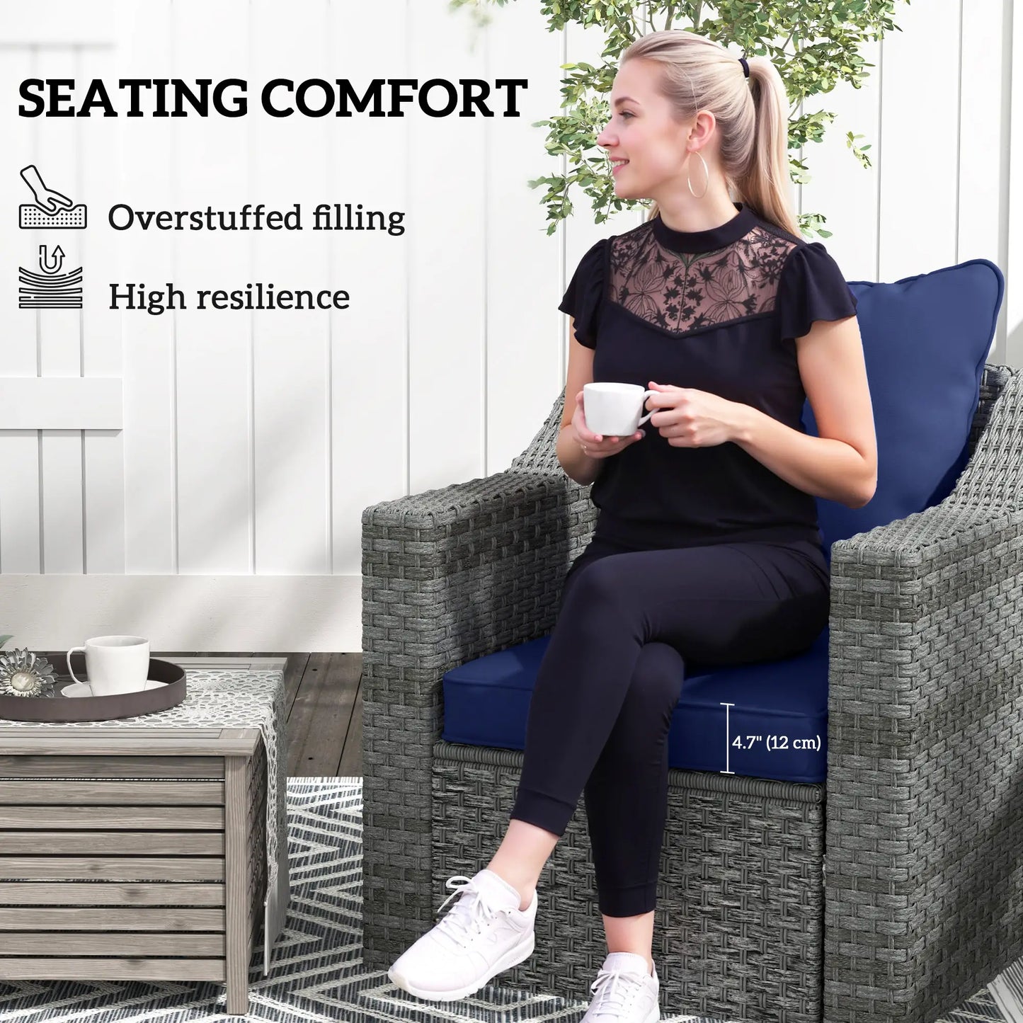 Seat Cushion Back Pillows Set of 2, Patio Chair Cushions, Dark Blue Patio Chair Cushions at Gallery Canada