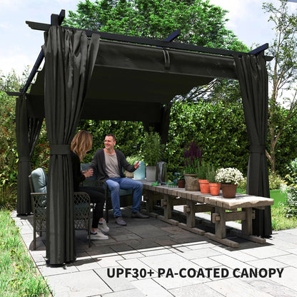 8' x 8.5' Metal Retractable Pergola Canopy With Sidewalls, Outdoor Gazebo Sun Shade Shelter Pergolas at Gallery Canada