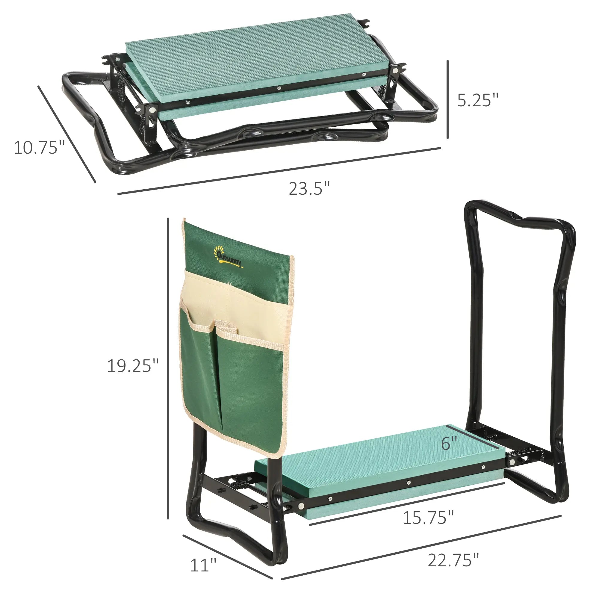 Foldable Garden Kneeler Seat, EVA Foam Pad, Tool Pouch, Green Garden Accessories at Gallery Canada