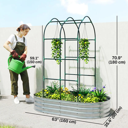 Galvanised Raised Garden Bed With Arched Trellis, 5 x 3 x 6ft, Silver Raised Garden Beds at Gallery Canada