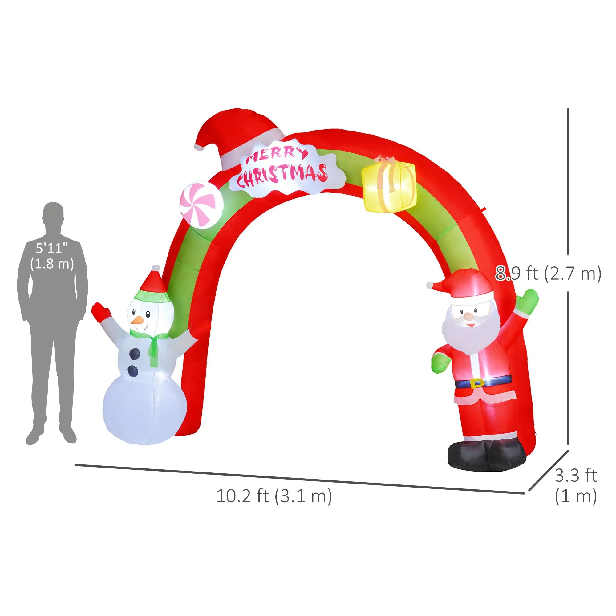 10FT Christmas Inflatable Archway, Santa Claus Snowman Arch, LED Lights Christmas Inflatables at Gallery Canada