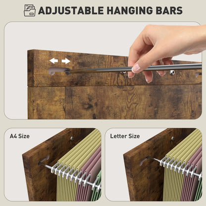 Vertical 2-Drawer Filing Cabinet, A4 Letter Size, Rustic Brown Office Cabinets & Cupboards at Gallery Canada