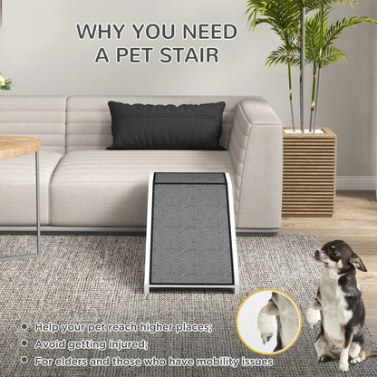Pet Ramp, Dog Cat Bed Steps, Non-Slip Carpet, 49"L x 16"W x 14"H, White Grey Dog Stairs at Gallery Canada