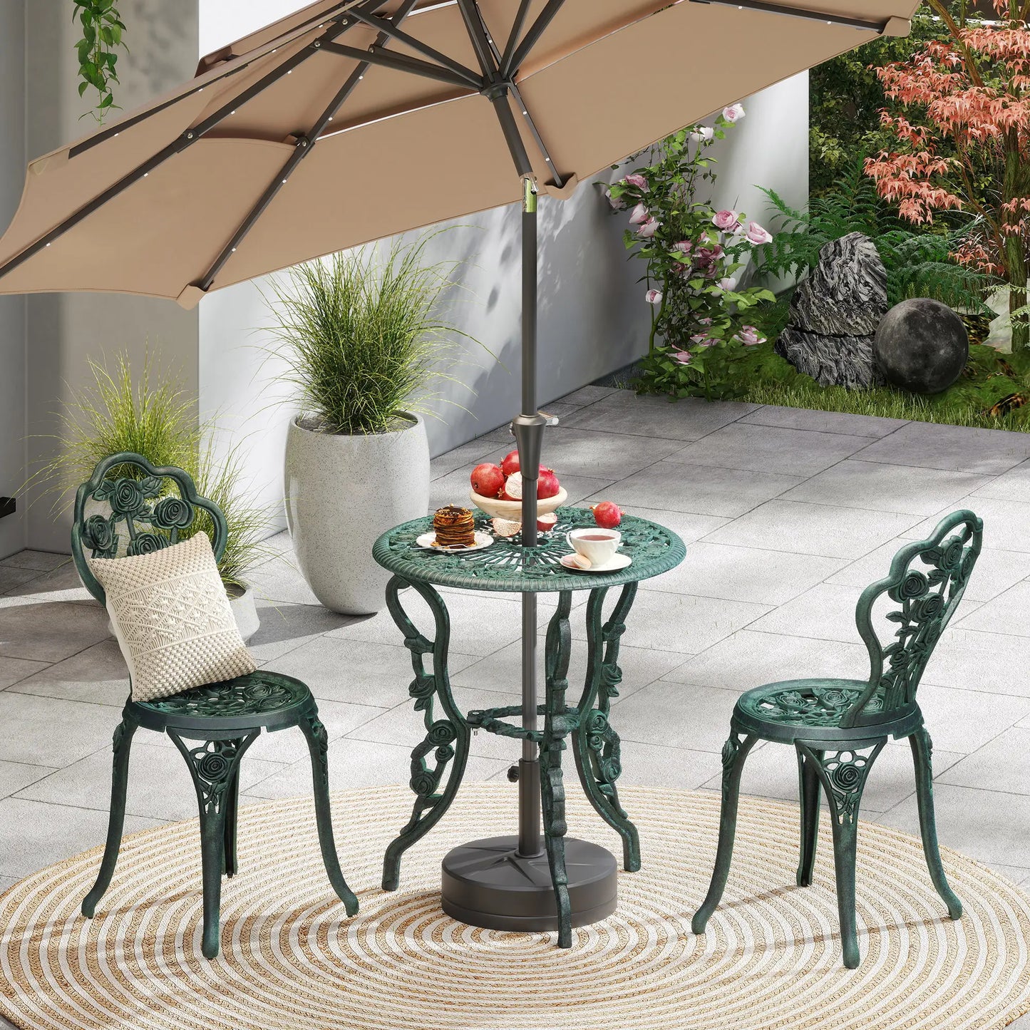 3-Piece Patio Bistro Set, Table and Chairs, Antique Green, Green Bistro Sets at Gallery Canada