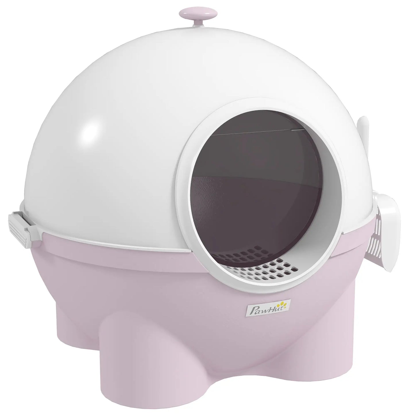 Enclosed Cat Litter Box, Large, with Lid, Scoop, Leak Proof Pedal, Pink Cat Litter Box Enclosures Pink, White at Gallery Canada