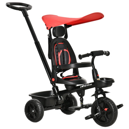 Kids Tricycle, 4 In 1 Trike, Adjustable Seat, Removable Canopy, Red Tricycles for Kids Red, Black at Gallery Canada