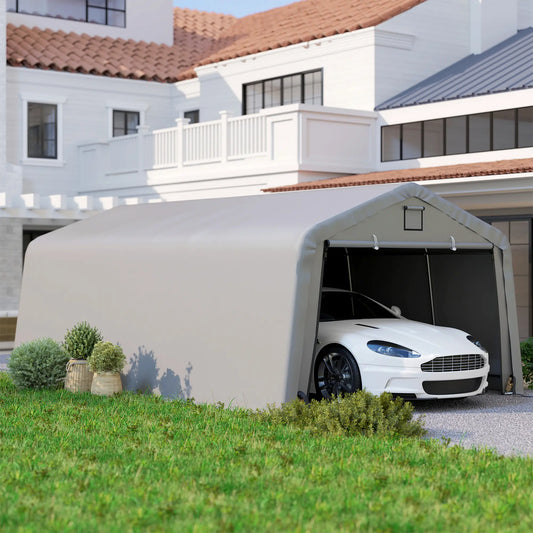12' x 20' Portable Garage, Heavy Duty Carport Canopy, Light Grey Car Shelters Light Grey at Gallery Canada