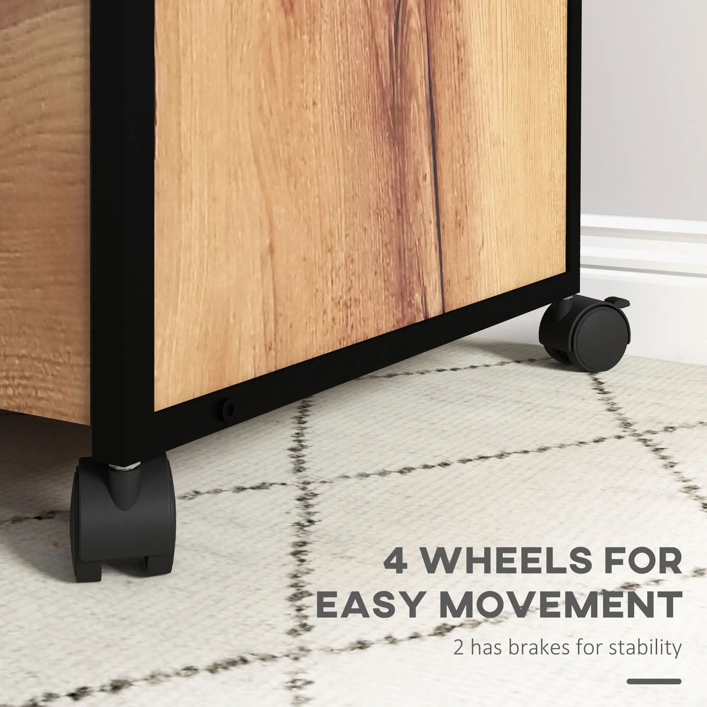 Vertical Filing Cabinet with Wheels, 26.2", 2 Drawers, Open Shelf, Rustic Brown Office Cabinets & Cupboards at Gallery Canada