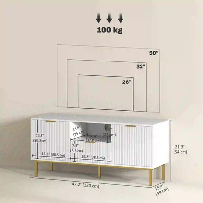 TV Console For 40 Inch TVs, Entertainment Center With RGB LED Lights, White TV Stands at Gallery Canada