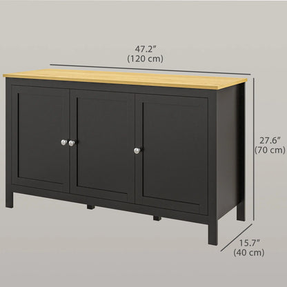 Sideboard, Buffet Cabinet with Doors, Adjustable Shelves, Natural, Black Kitchen Pantry Cabinets at Gallery Canada