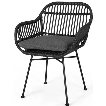 Outdoor Woven Faux Rattan Chairs with Cushions, 24" L x 24" W x 32" H, Brown+Beige Patio Chairs at Gallery Canada