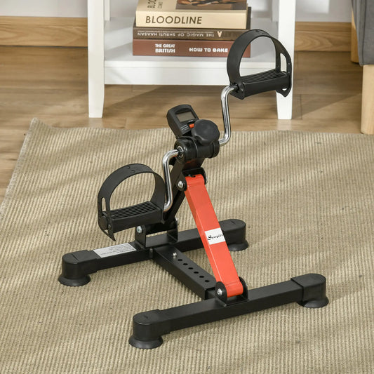 Under Desk Pedal Exerciser, LCD Display, Adjustable Resistance, Mini Bike Exercise & Stationary Bikes Black, Red at Gallery Canada