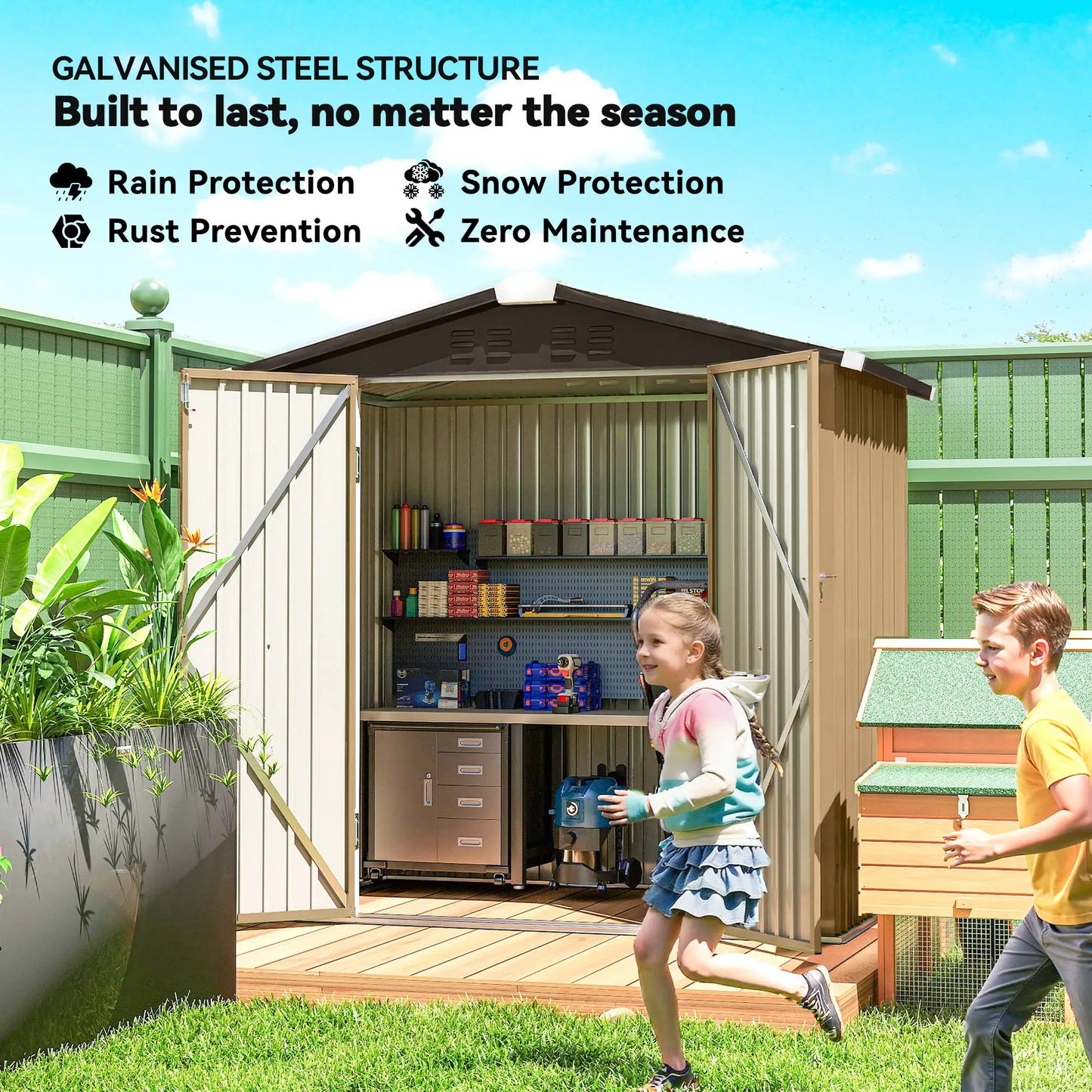 6.5' x 4' Outdoor Storage Shed, Metal Garden Shed, Yellow Sheds at Gallery Canada