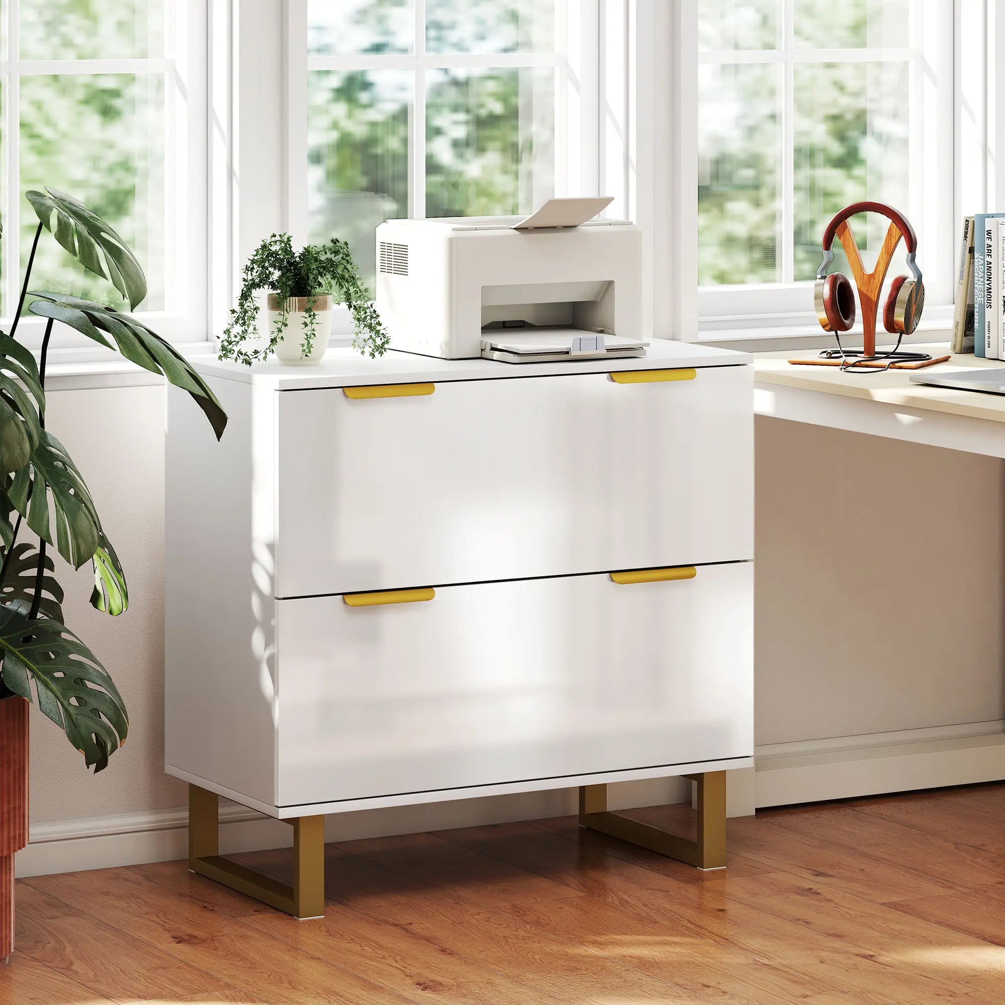2 Drawer Lateral File Cabinet, Letter/A4/Legal Size, High Gloss White, White Office Cabinets & Cupboards at Gallery Canada