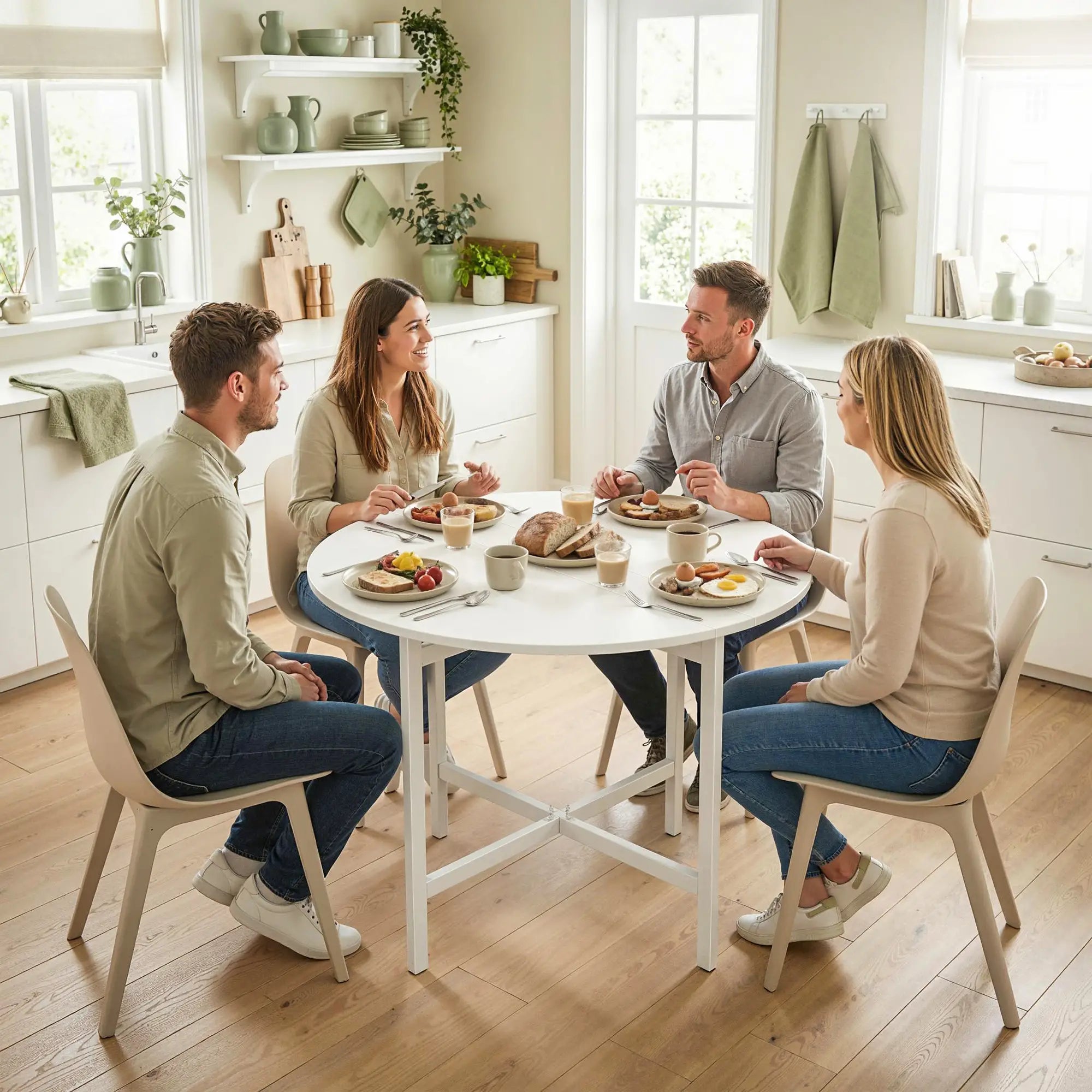 Folding Drop Leaf Dining Table, 80 cm, White Dining Tables at Gallery Canada