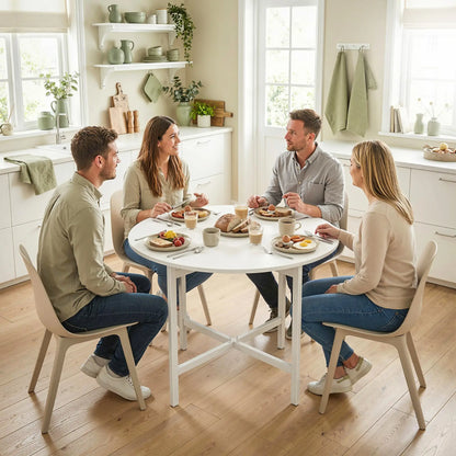 Folding Drop Leaf Dining Table, 80 cm, White Dining Tables at Gallery Canada