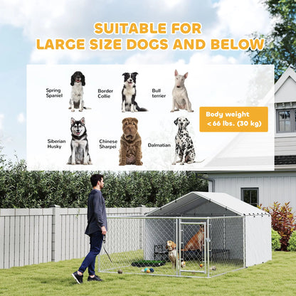 Galvanized Steel Dog Kennel, Outdoor, Waterproof UV-Resistant Cover, Large Dogs, 13.1' x 7.5' x 4.9' Houses, Kennels & Pens at Gallery Canada