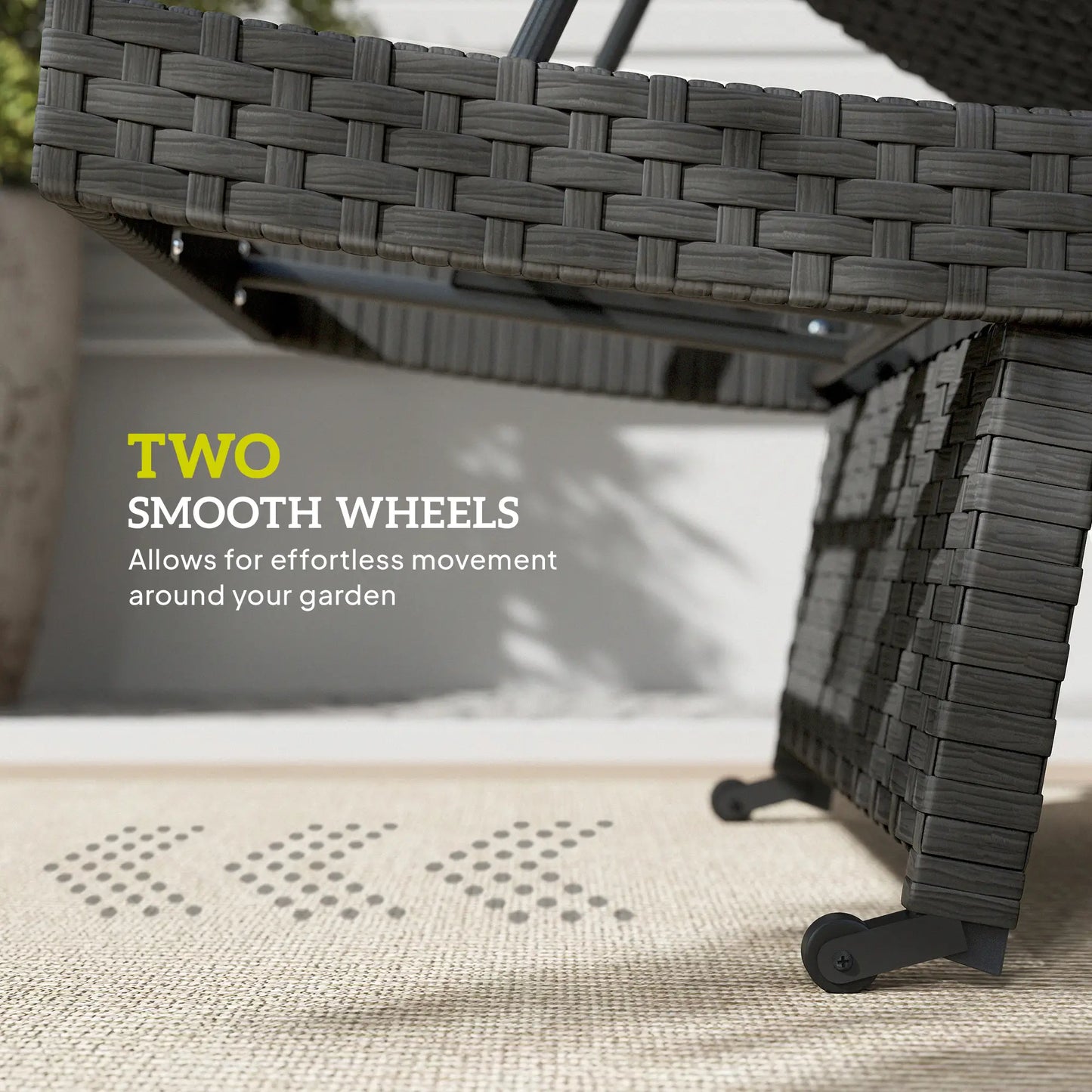 Folding Wicker Outdoor Chaise Lounge, 4-Level Adjustable Backrest, Black Wicker Chaise Loungers at Gallery Canada