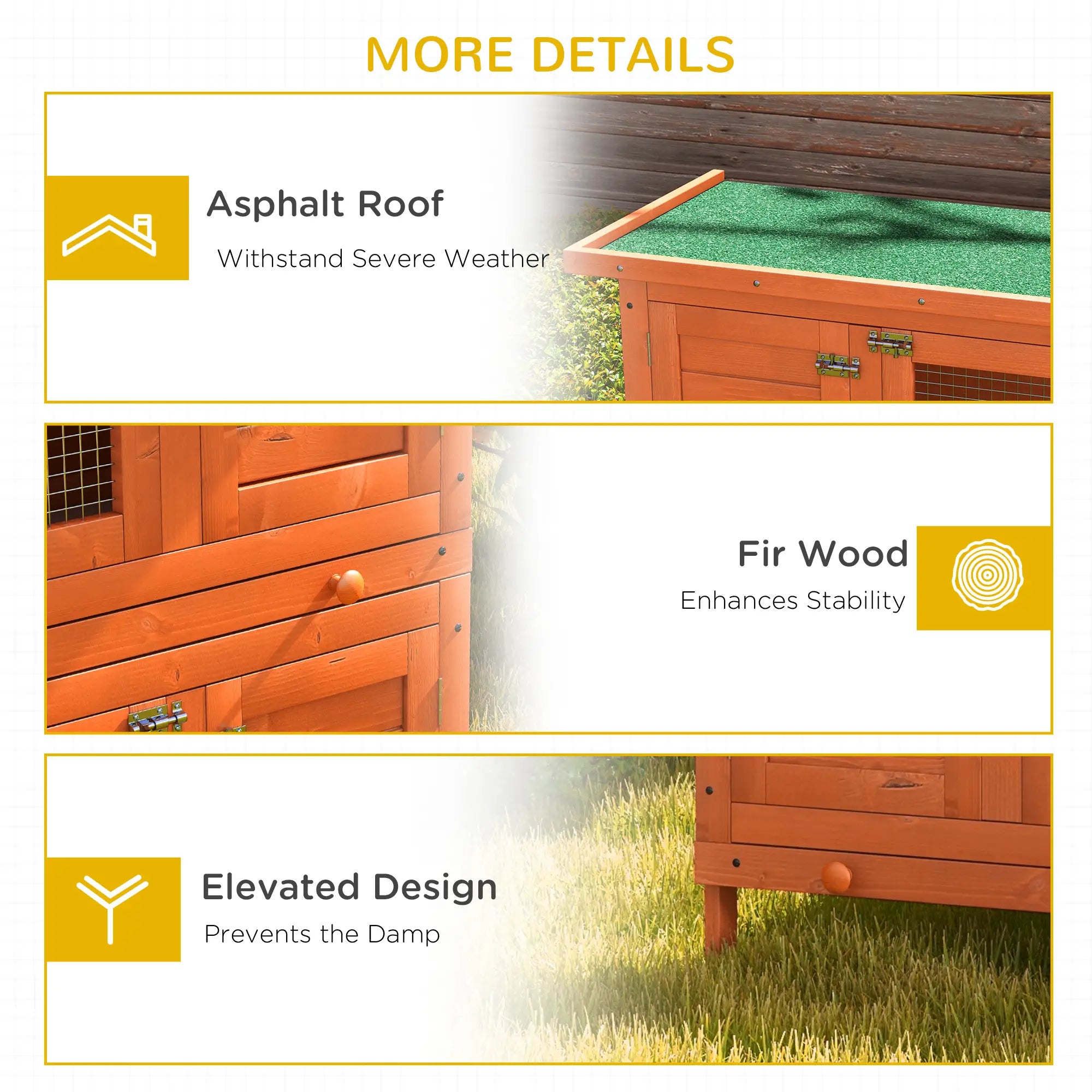 2-Tier Wooden Rabbit Hutch, Small Animal House, Bunny Pet Cage, 2 Rooms, Sliding Tray, Opening Top, Yellow Rabbit Hutch at Gallery Canada