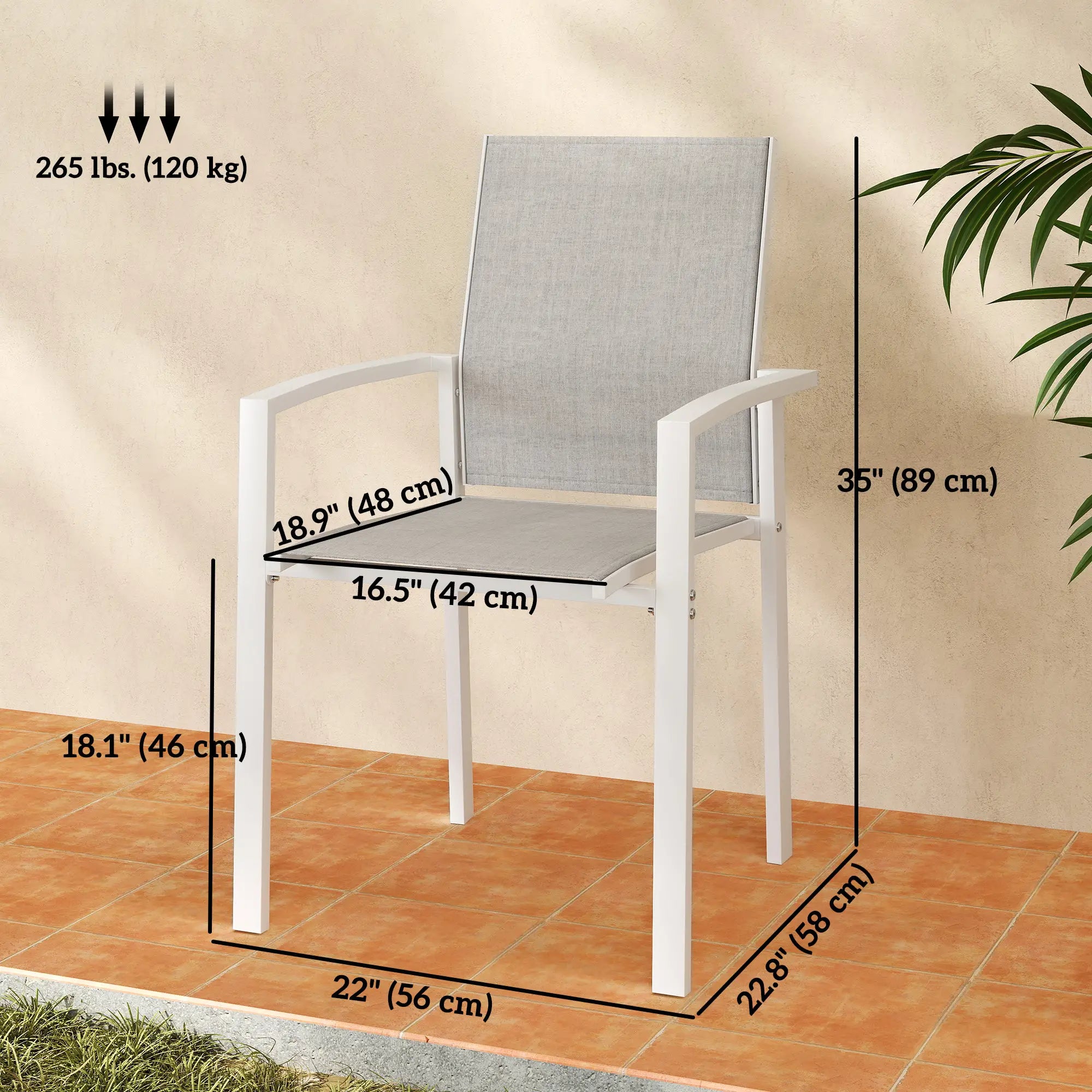 Stackable Patio Dining Chairs, Set of 2, Light Grey Patio Chairs at Gallery Canada