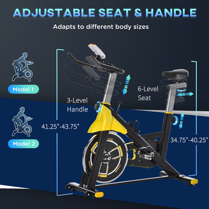 Stationary Exercise Bike, Indoor Cardio Workout Cycling Bike with Belt Drive Adjustable Resistance, Seat, Handlebar w/ LCD Display for Home Gym at Gallery Canada