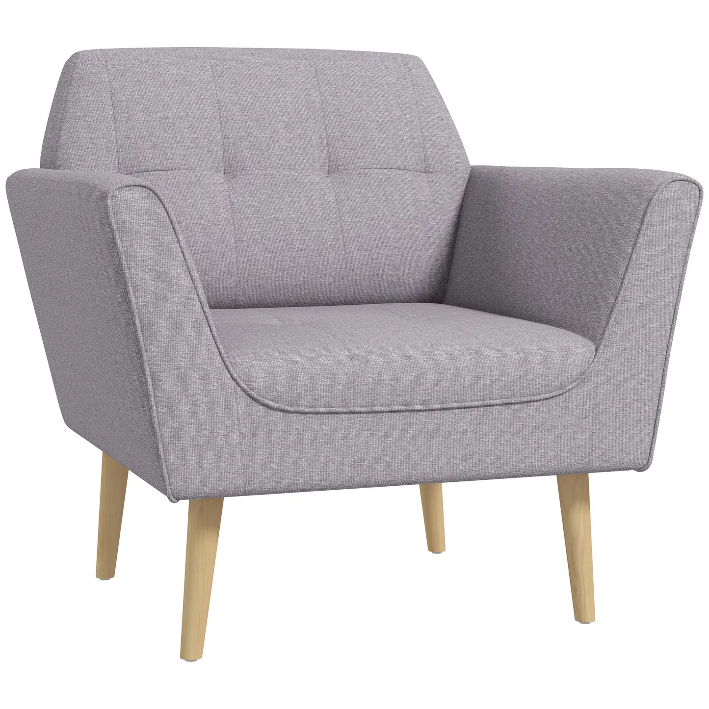 Upholstered Armchair, Modern Tufted Accent Chair, Rubber Wood Legs, Grey Accent Chairs at Gallery Canada