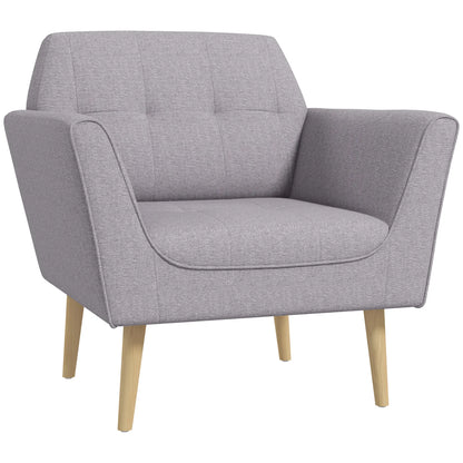 Upholstered Armchair, Modern Tufted Accent Chair, Rubber Wood Legs, Grey Accent Chairs at Gallery Canada