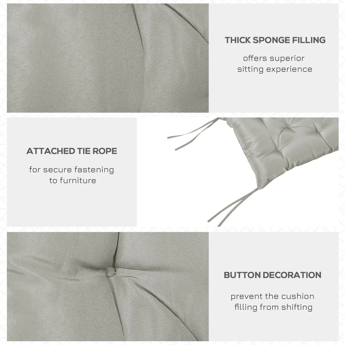 2-Seater Garden Bench Cushion, Swing Chair Mat Replacement, 39.4"x38.6", Grey Patio Chair Cushions at Gallery Canada