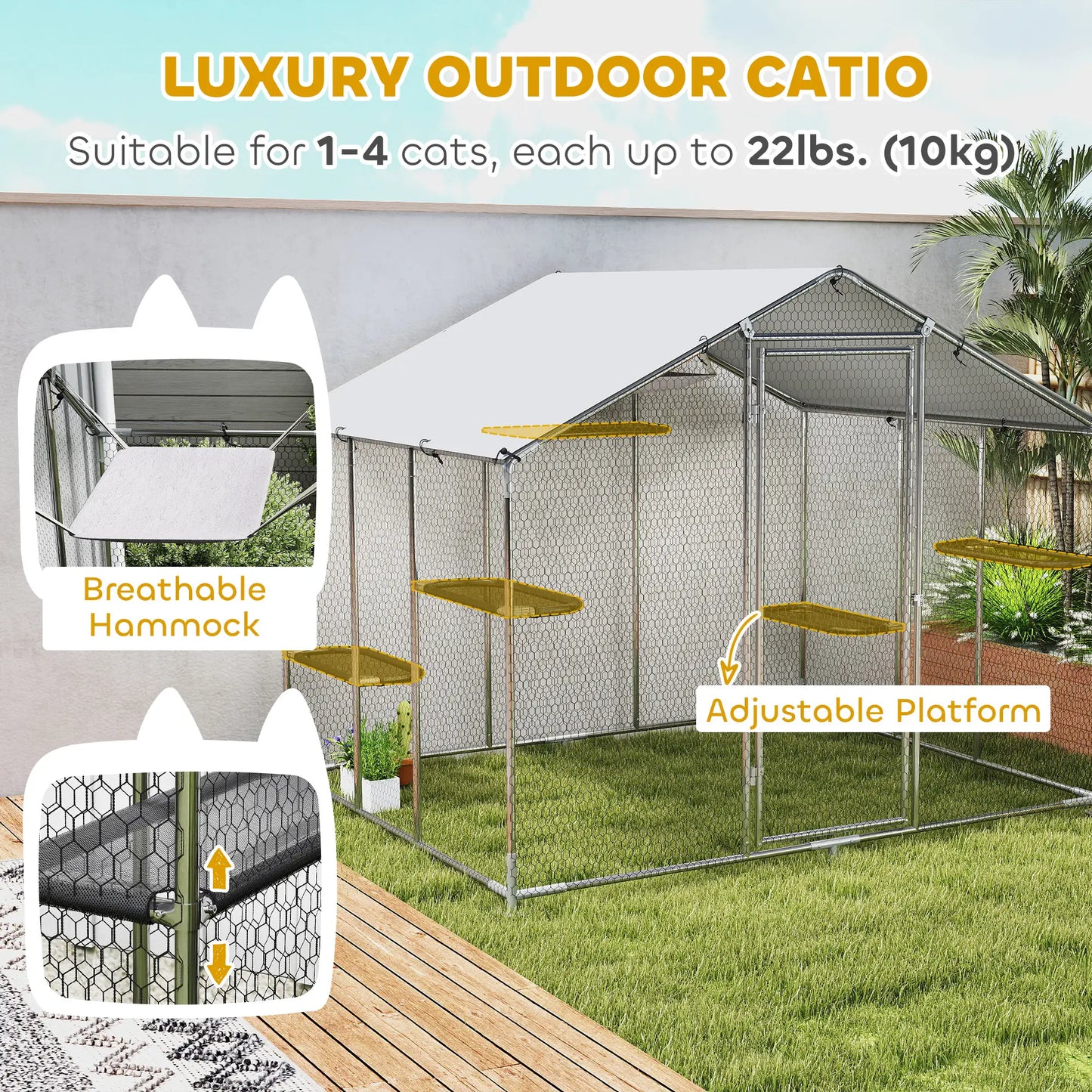 Large Catio Outdoor Cat Enclosure, Waterproof Cover, 94.5" W, Walk-in Patio Outdoor Cat Enclosures at Gallery Canada