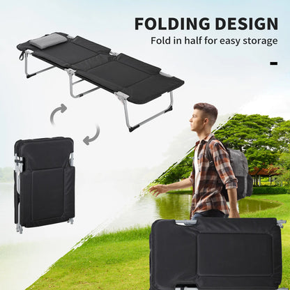 Folding Camping Cot, Sleeping Bed for Adults, Outdoor Hiking, Black Camping Cots at Gallery Canada