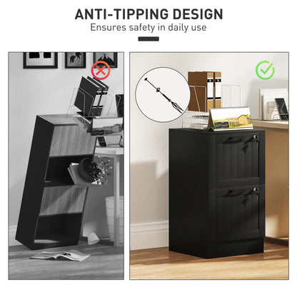 2 Drawer Filing Cabinet with Lock, Office Storage, Black Office Cabinets & Cupboards at Gallery Canada