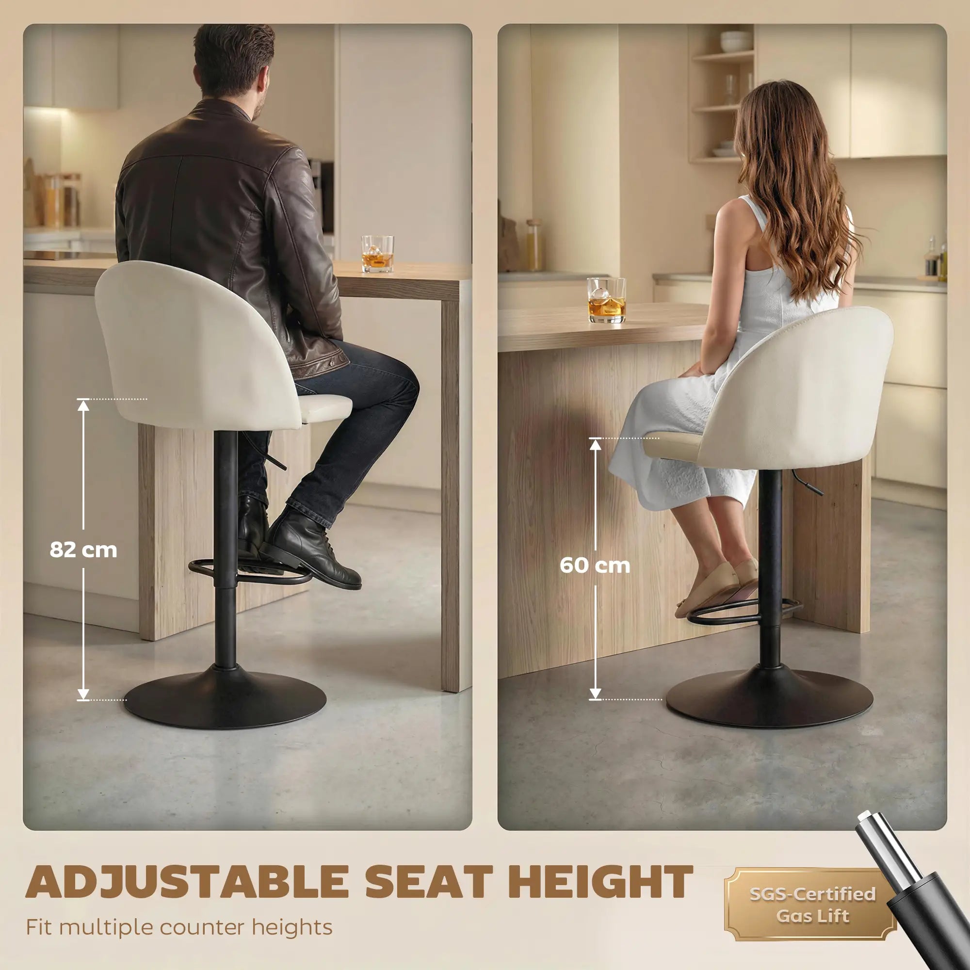 Swivel Counter Height Barstools Set Of 2, Cream White Bar Stools at Gallery Canada