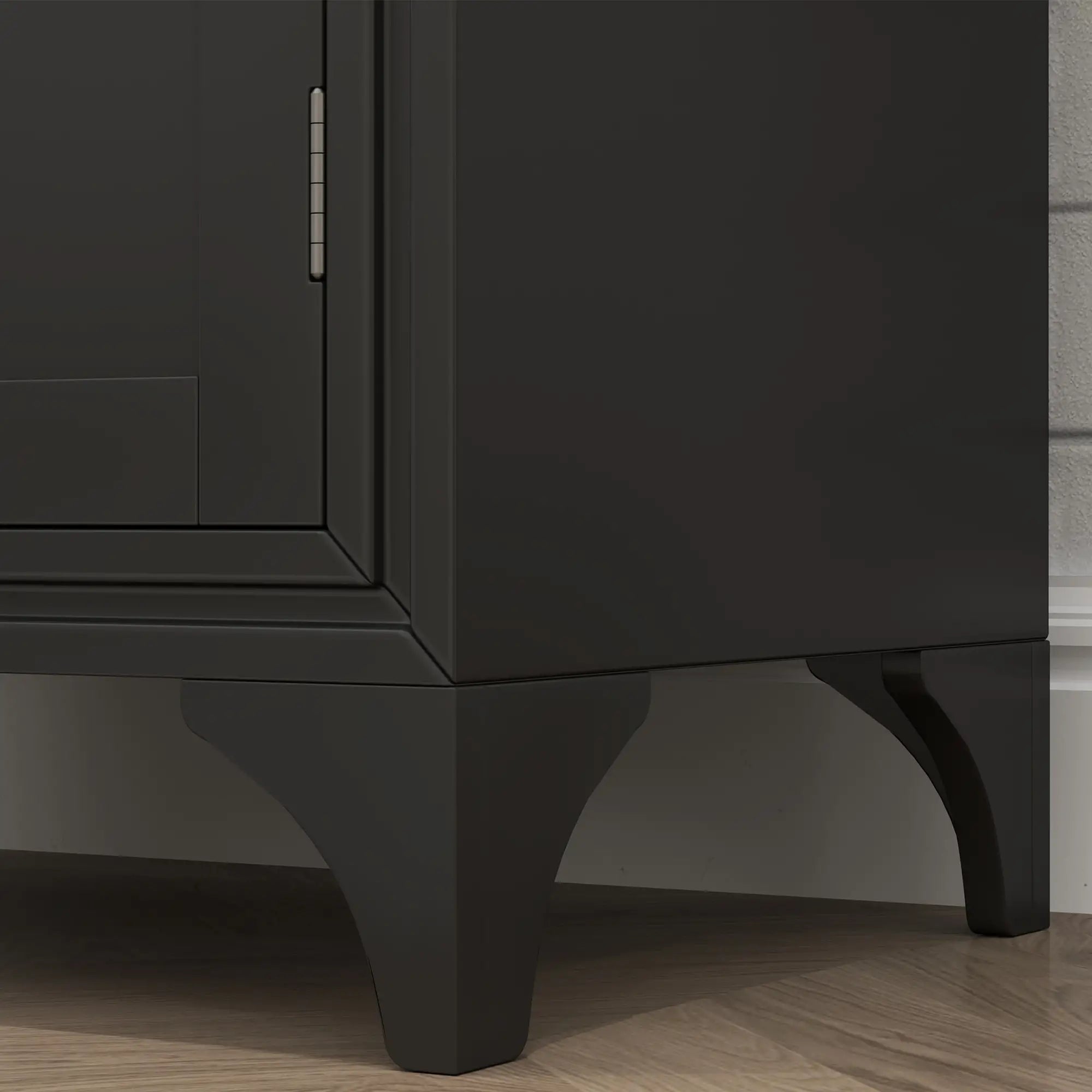 Freestanding Storage Cabinet, Kitchen Pantry, 2 Shelves, 4 Doors, Black Kitchen Pantry Cabinets at Gallery Canada