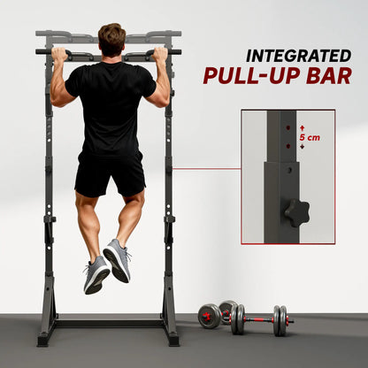 Adjustable Squat Rack, Bench Press Rack With Weight Plate Holders, Black Dumbbells & Barbells at Gallery Canada