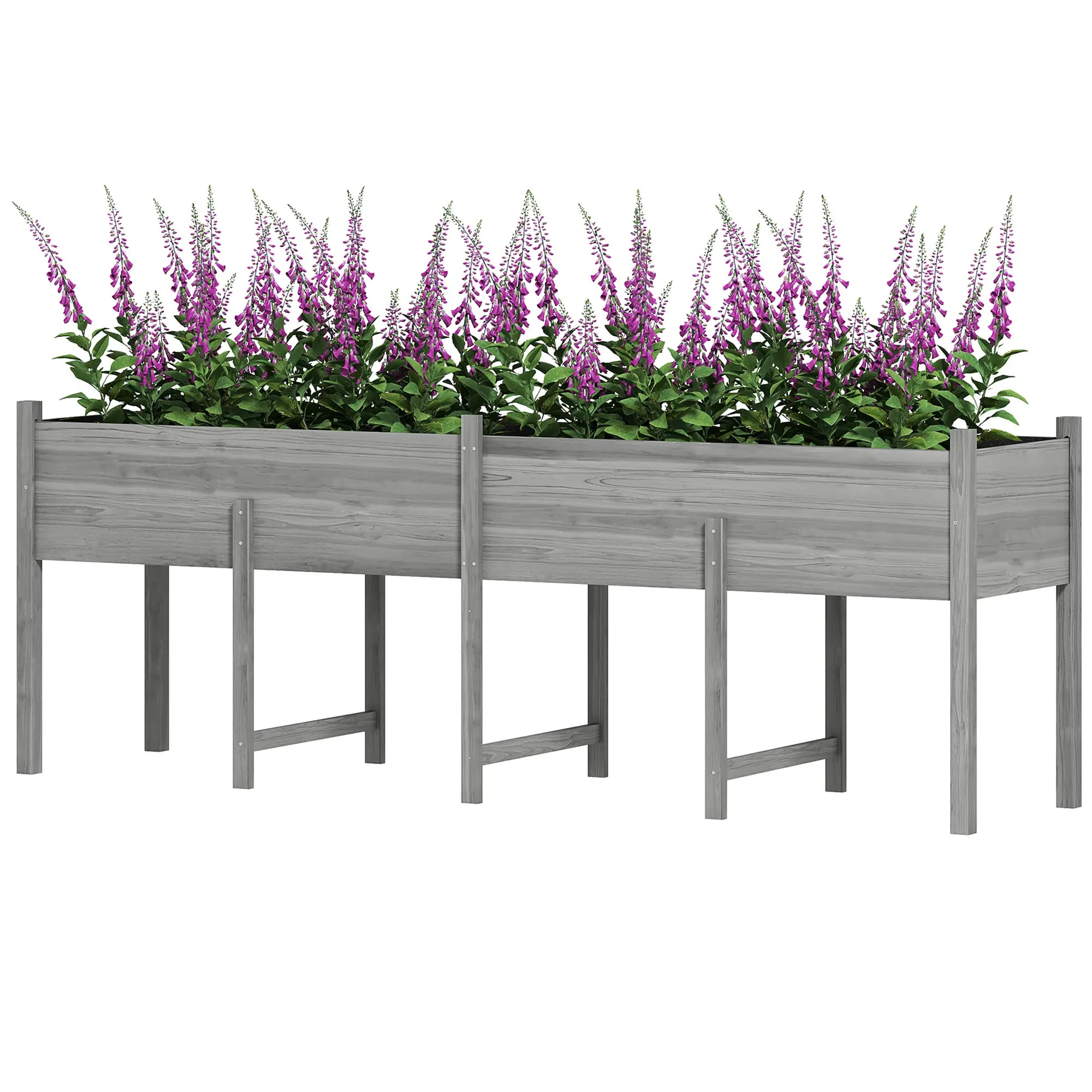 Wooden Raised Garden Bed Planter, Large Elevated Box With Legs, Grey Elevated Garden Beds Grey at Gallery Canada