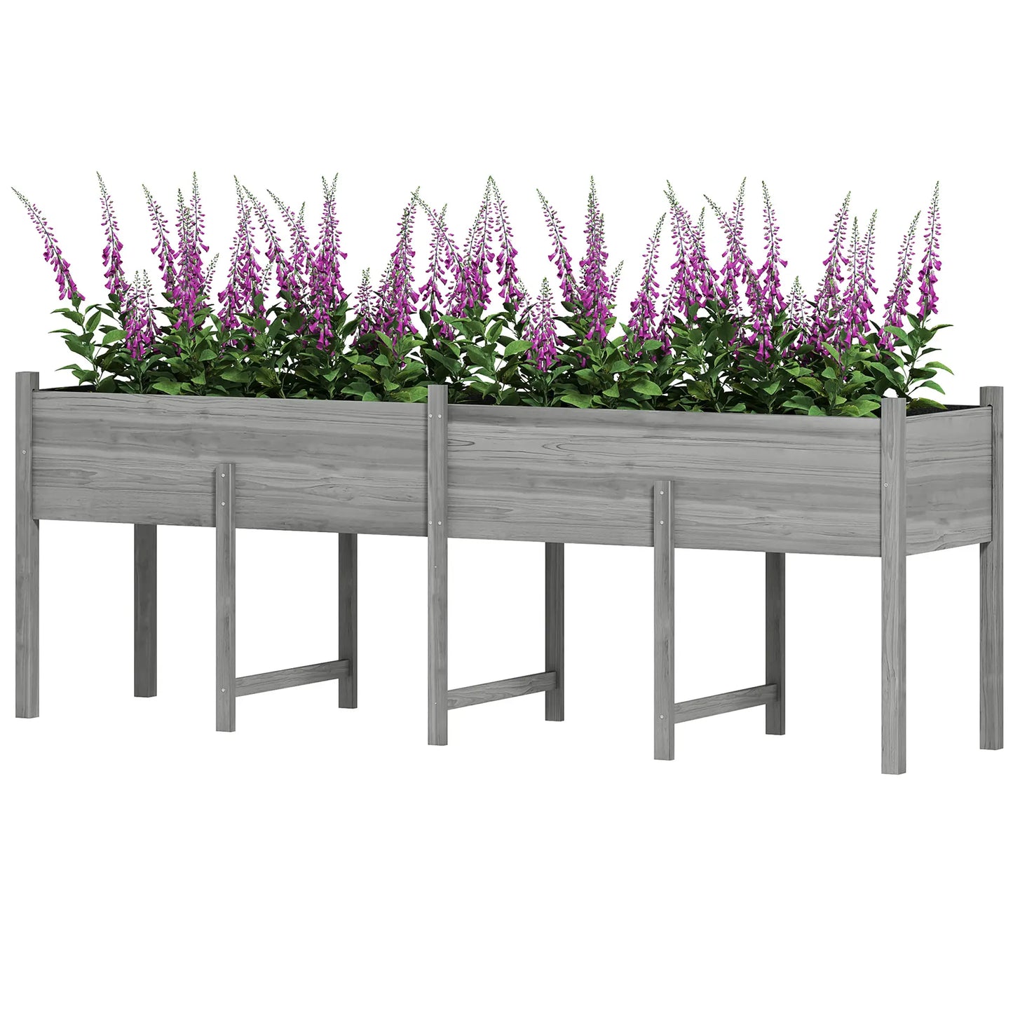 Wooden Raised Garden Bed Planter, Large Elevated Box With Legs, Grey Elevated Garden Beds Grey at Gallery Canada