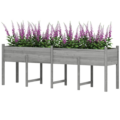 Wooden Raised Garden Bed Planter, Large Elevated Box With Legs, Grey Elevated Garden Beds Grey at Gallery Canada