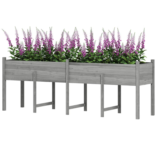 Wooden Raised Garden Bed Planter, Large Elevated Box With Legs, Grey Elevated Garden Beds Grey at Gallery Canada