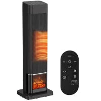 Chauffage électrique céramique 1500W, effet flamme, thermostat, oscillation, minuterie
