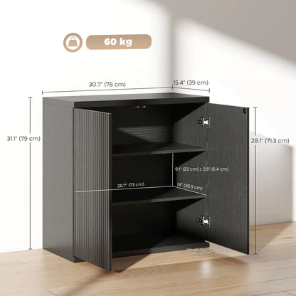 Sideboard Buffet Cabinet, 30.7", Distressed Black Grey Bar Cabinets at Gallery Canada