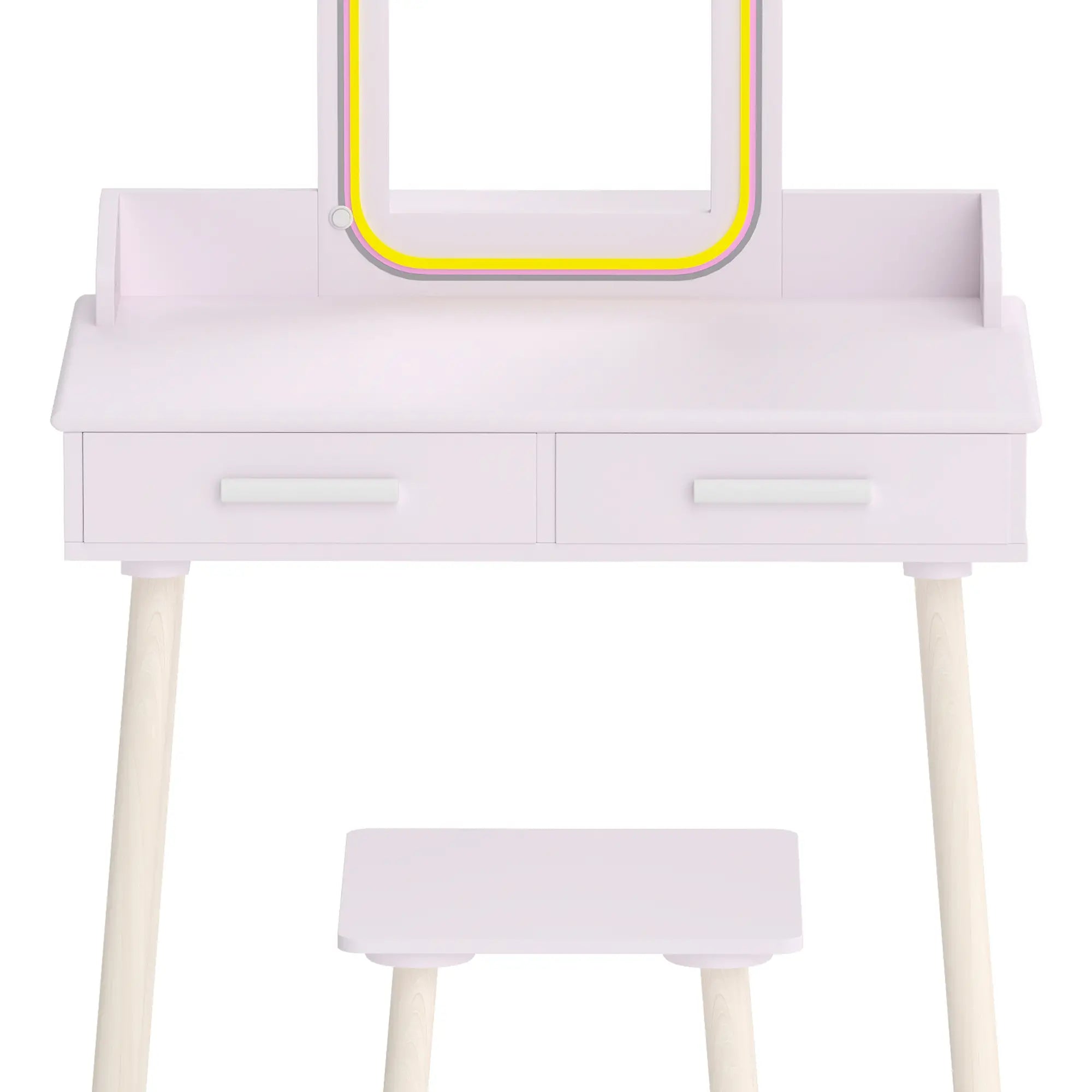 Kids Vanity Set with Stool, LED Mirror, Pink Kids Bedroom Furniture at Gallery Canada