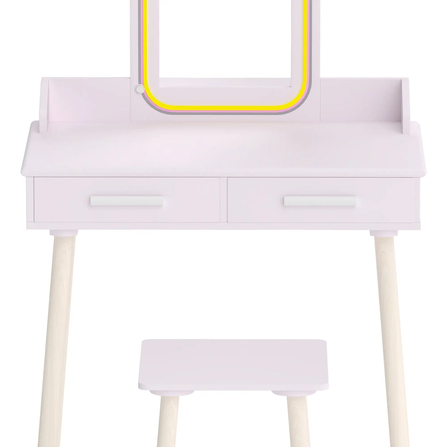 Kids Vanity Set with Stool, LED Mirror, Pink Kids Bedroom Furniture at Gallery Canada