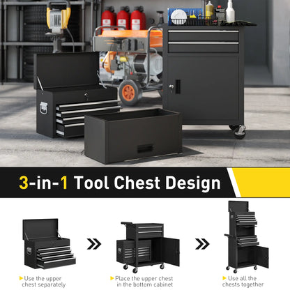 Large Tool Cabinet, 3-in-1 Rolling Chest, Detachable Storage with 6 Drawers and Pegboard, Black Tool Organizers at Gallery Canada