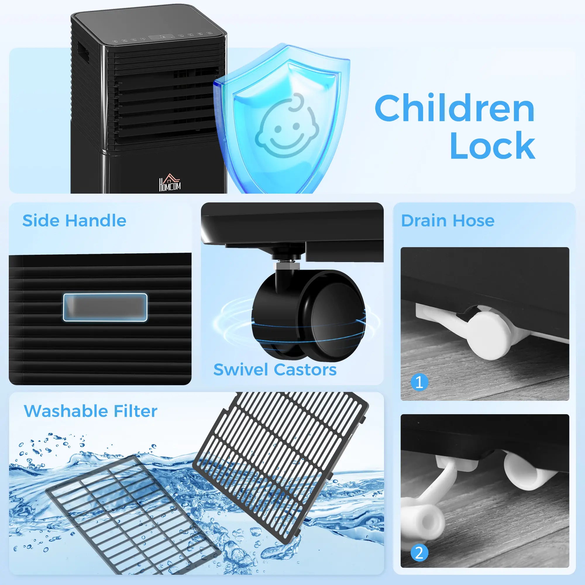 10000 BTU Portable Air Conditioner, Fan, Dehumidifier, Remote, 24H Timer, Black Air Conditioner at Gallery Canada